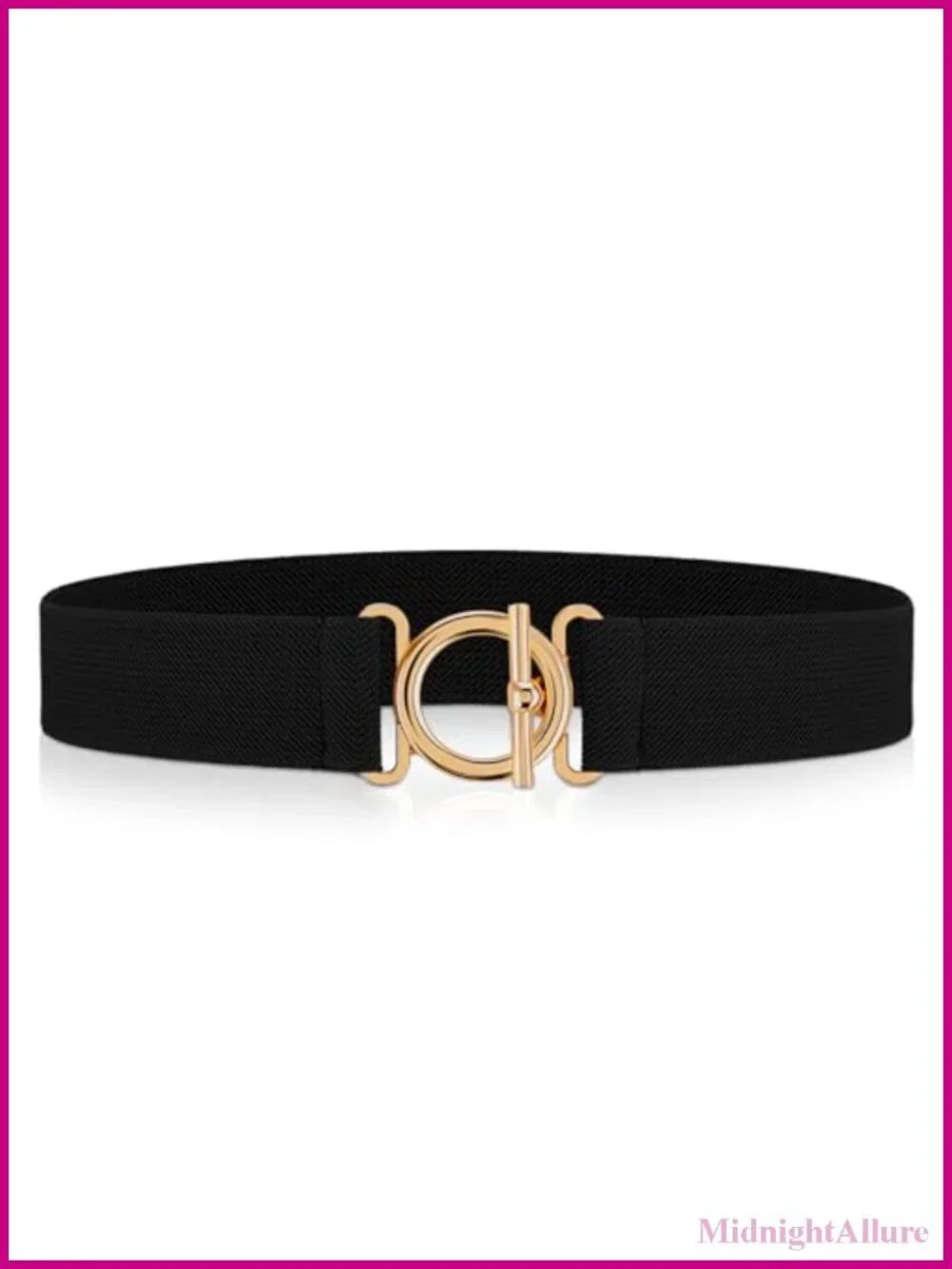 Women's Elastic Stretch Belt Gold Flat Buckle Skinny Waist Belt